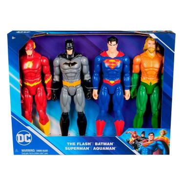 Imagem de 4 Bonecos Flash, Batman, Superman E Aquaman De 30Cm - Dc