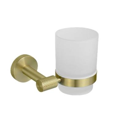 Imagem de Suporte de toalha de parede em aço inoxidável dourado escovado, suporte para papel higiênico, gancho para roupão, porta-copos, escova de vaso sanitário, acessórios para banheiro, porta-copos