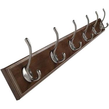 Imagem de Cabide Montado Na Parede Cabide Montado Na Parede Cabide Cabide Cabide Cabide Montado Na Parede Alpendre Porta Traseira Cabide De Madeira Maciça Cabide, Dark Brown, 74 * 1.8 * 8CM