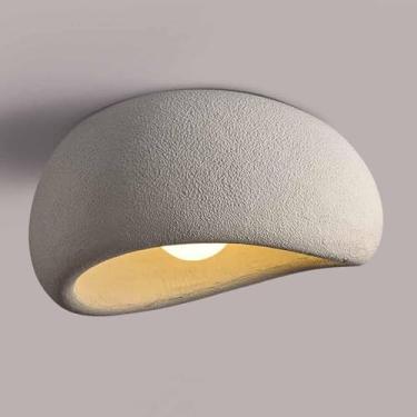 Imagem de Wabi-sabi Lâmpadas De Teto Cimento Textura Resina Luz De Teto Para Sala De Jantar Cozinha Ilha Corredor Restaurante Luminária De Teto E27 Base Iluminação De Teto Oval Criativa, Grey, D-60CM