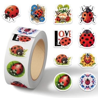 Imagem de 500 adesivos de joaninha rolam lindos adesivos de joaninha para garrafas de água, laptop, guitarra, mala, decalques de vinil à prova d'água, presentes para adultos, adolescentes, meninos e meninas