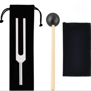 Imagem de Diapasão De 528 Hz Com Martelo De Silicone E Pano De Limpeza, Instrume