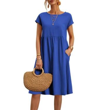 Imagem de Vestido midi Zhyaj, túnica solta feminina, algodão de verão 2024