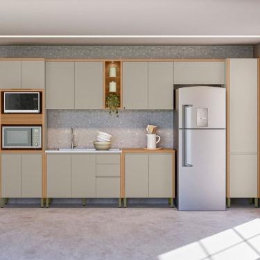 Imagem de Cozinha Completa Allure 16 Portas 3 Gavetas 100% Mdf Jequitibá/Gris - Linea Brasil