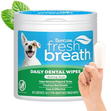 Imagem de TropiClean Lenços dentários Fresh Breath para os dedos, 50 unidades