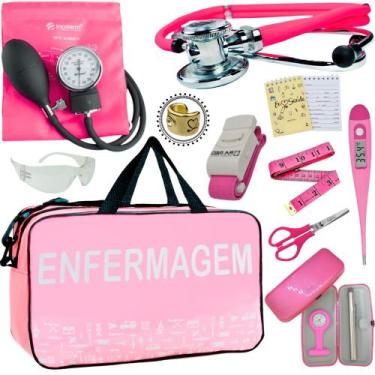 Imagem de Kit Enfermagem Top Cores Premium Completo Estagio - Love Saude, ROSA E