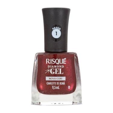 Imagem de Esmalte Vermelho Risqué Diamond Gel Charlotte De Romã Metálico 9,5 ml,