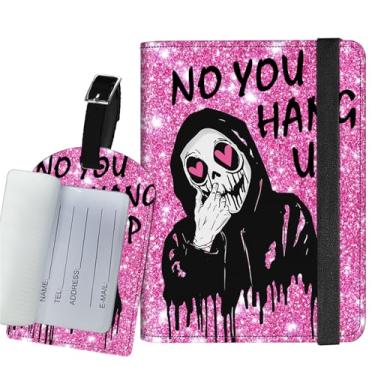 Imagem de Suporte de passaporte para viagem com etiqueta de bagagem, bloqueio RFID, 8,5 x 12 cm, compartimentos para cartão de crédito e bolso de passagem aérea, itens essenciais de viagem para mulheres e