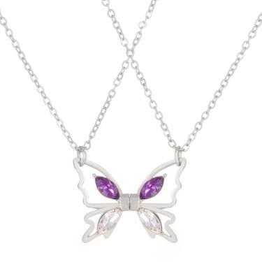 Imagem de Lavifinac Colar de borboleta delicado para mulheres, lindo colar com pingente de borboleta BFF, presente de aniversário para mulheres, Zinco, Sem Pedra Preciosa