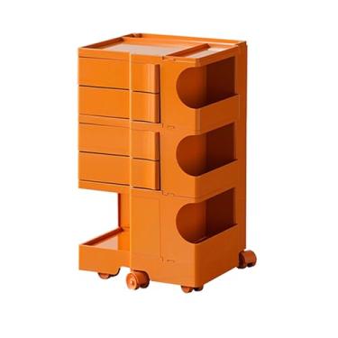 Imagem de Carrinho de armazenamento utilitário multiuso - Suporte de armazenamento de plástico ABS com rodas e gavetas deslizantes - Carrinho de carrinho profissional giratório de 360° - Suporte móvel para