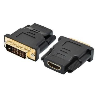 Imagem de Conector adaptador dvi-d 24+1 macho para hdmi fêmea dourado - Knup