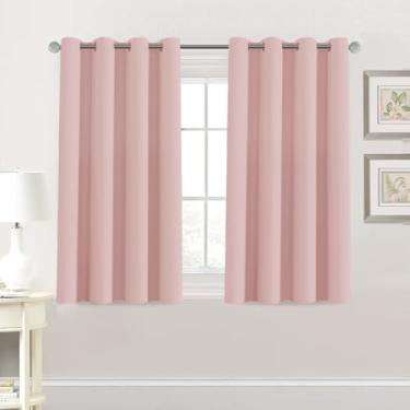 Imagem de H.VERSAILTEX Cortina blackout para sala de estar, janela pequena, cozinha, cortinas blackout de 114 cm de comprimento, economia de energia, cortina blackout com ilhós, um painel, rosa bebê, 132 cm L x