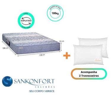 Imagem de Colchão Sankonfort Protege Ortopédico Casal 138x188x22 + 2 Travesseiro