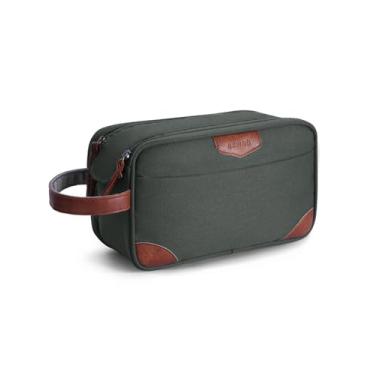 Imagem de ECOHUB Bolsa de higiene para homens, bolsa de artigos de higiene pessoal essenciais de viagem, kit de Dopp de barbear resistente à água, bolsa organizadora de cosméticos com zíper duplo aberto