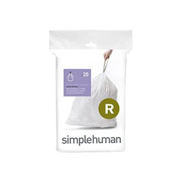 Imagem de Simplehuman, branco, Code R sacos de lixo com cordão de ajuste personalizado, 10 litros/7,9 litros, 20 unidades, 20 unidades