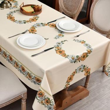 Imagem de Zobesta Toalhas de mesa de vinil para mesas quadradas, toalha de mesa de plástico à prova d'água, toalha de mesa de vinil para cozinha e exterior (flor-B, 139 x 139 cm)