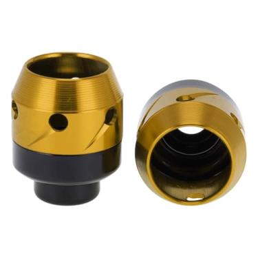 Imagem de A ABSOPRO Moldura de garfo dianteiro para motocicleta, proteção contra queda, protetor de colisão de roda, scooter, ciclomotor, liga de alumínio, tom dourado, 2 peças