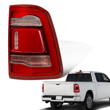 Imagem de KNSPEC Luz traseira sem ponto cego compatível com Dodge Ram 1500 2019-2022 tipo LED e lente vermelha cromada interior lado direito do passageiro luz traseira 55112991AC (19 RAM 1500 LED vermelho sem
