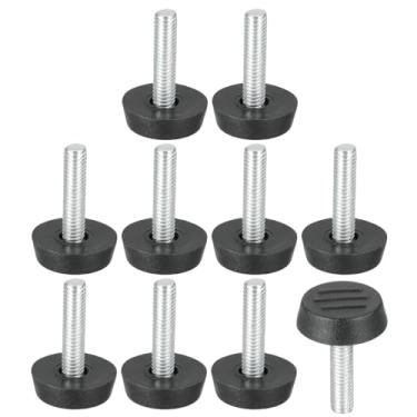 Imagem de PATIKIL 10 peças de niveladores de móveis ajustáveis M6 x 24,5 mm, niveladores de pés de móveis parafuso em aço rosqueado nivelamento pés deslizantes para cadeira de mesa, armário, pátio, pernas