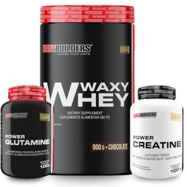Imagem de Kit Waxy Whey 900g + Power Creatine 100g + Power Glutamine 100g - Bodybuilders (Médio, Chocolate)