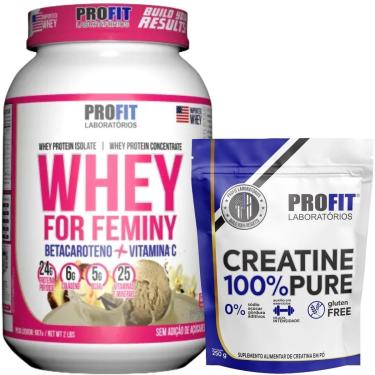 Imagem de WHEY PROTEIN FEMININO 907G l CREATINA PURA MONOHIDRATADA 250G l PROFIT-Unissex