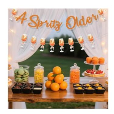 Imagem de A Spritz Banner Antigo Aperol Spritz Decor Banners Aperol Spritzy Decorações de Festa Laranja Glitter Guirlanda para Coquetel de Verão Festa de Solteira Chá de Noivado Casamento