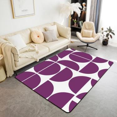 Imagem de Erosebridal Tapete retrô roxo moderno de meados do século, tapete de sala de estar, 12 x 18 cm, boho vintage, arte decorativa, tapete colorido, estético, abstrato, interior