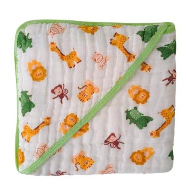 Imagem de Toalha de Banho Bebê Soft Com Capuz Macia 3 Camadas para o Enxoval do Bebê Menino Menina (Safari)