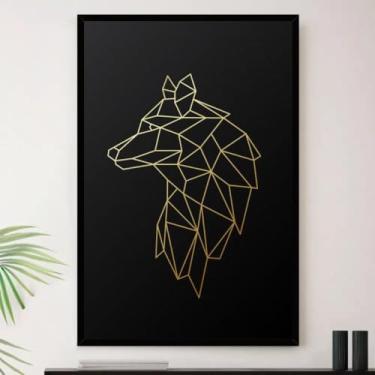 Imagem de Genérico, Quadro Lobo Geometrico Preto E Branco Decorativo A3 35x45cm