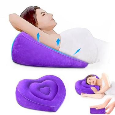 Imagem de Travesseiro inflável para acampamento com cabeça levantada, almofada de cunha inflável para viajar com refluxo ácido, travesseiro de viagem para suporte lombar nas costas, travesseiro portátil para