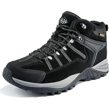 Imagem de Wantdo Botas masculinas impermeáveis para caminhadas e inverno, botas de neve, antiderrapantes, sapatos de trabalho, Preto, 12