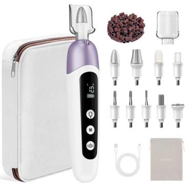 Imagem de Kit de manicure e pedicure Conjunto de lixa de unhas elétrica sem fio 