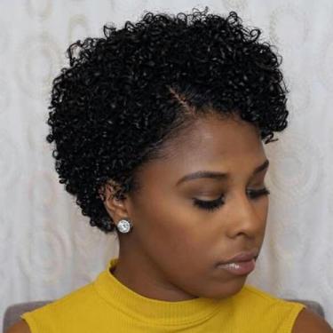 Imagem de Peruca JANATOUCH Short Curly Pixie Cut 15 cm, cabelo humano, renda fro