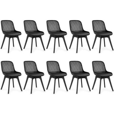 Imagem de Kit 10 Cadeiras de Jantar Estofada Design Marcela - Preto - Magazine D