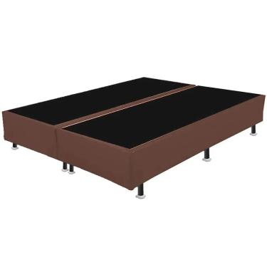 Imagem de Cama Base Box King Bipartido Marrom Suede 193x203