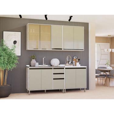 Imagem de Cozinha Modulada Compacta 4 Peças Sem Tampo Linea Luciane Mó Pátina Ff-mocca Laca