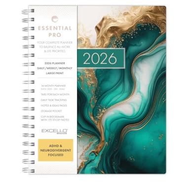 Imagem de Essential PRO 2026 Agenda diária, semanal e mensal, 17,8 cm x 23 cm: 14 meses (novembro de 2025 a dezembro de 2026) abas mensais, rastreamento diário, páginas de notas, bolso de armazenamento