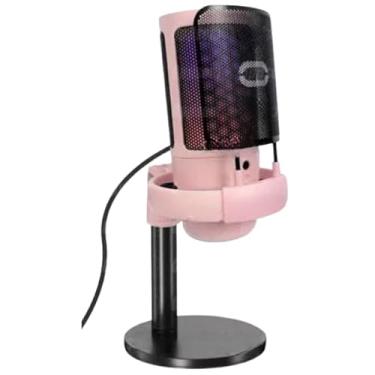Imagem de Microfone Gamer RGB USB PC MT1060R Captura Perfeita Voz Imersiva 7 Cores Luz Plug Play Filtro Pop Metal e Suporte Choque Áudio Profissional Streamer ROSA