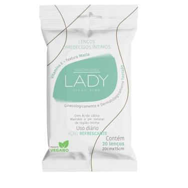 Imagem de Lenço Umedecido Íntimo Personalidade Lady Clean Side Vitamina E com Ácido Lático 20 unidades 20X15cm