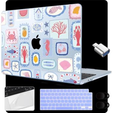 Imagem de MEEgoodo Capa para MacBook Air de 15 polegadas M4/M3/M2 2025 2024 2023, compatível com modelo (A3241/A3114/A2941) para MacBook Air de 15 polegadas, laptop com capa de teclado e câmera e adaptador OTG