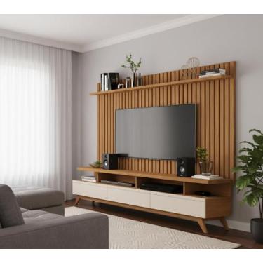 Imagem de Conjunto Ripado para Sala Thor 1.8 Home Rack e Painel Luxo - Mega Faci
