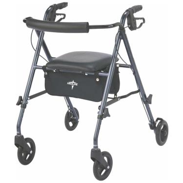 Imagem de Andador Rollator de Alumínio Ultraleve Medline, Azul Fumê, Suporta até 113,4 kg, Rodas de 6 polegadas, Braços e Assento Ajustáveis