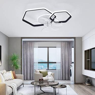 Imagem de Ventilador de teto silencioso com função de inverno e verão com luz e controle remoto Quarto Ventilador de teto regulável de 6 velocidades com temporizador-A || 53CM-Preto