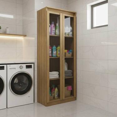 Imagem de Armário Multiuso 60cm com 2 Portas de Vidro e 3 Prateleiras Am - Tecno