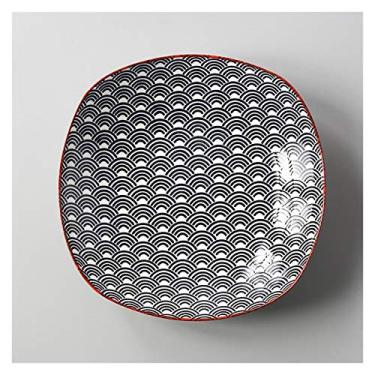 Imagem de Prato de serviço doméstico criativo utensílios de mesa frutas prato quadrado profundo bife ocidental prato de café da manhã pratos de personalidade (cor: N)