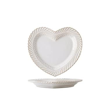 Imagem de Prato de serviço, pratos de jantar de cerâmica para casa, prato de jantar de porcelana de 20 cm, prato de salada criativo em relevo, pratos seguros para micro-ondas/lava-louças