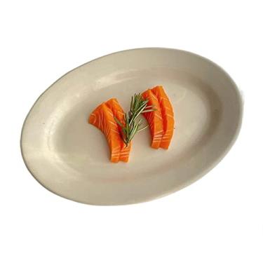 Imagem de hezhuhe2258 Prato de serviço creme branco prato de jantar prato oval prato de sobremesa prato de sobremesa prato de frutas prato de salada casa restaurante café prato plano pratos profundos (tamanho
