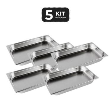 Imagem de Kit 5 cuba sem alca inox 1/1 gn 65 para buffet - Chef Line