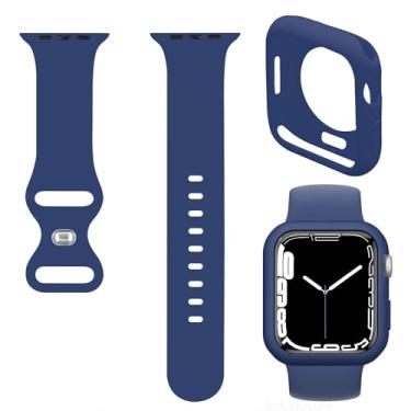 Imagem de Raamax Pulseira de silicone macio com capa protetora fina compatível com Apple Watch Watch 40 mm Series SE 6 5 4, azul escuro