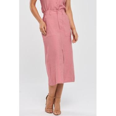 Imagem de Saia Midi PKS Alfaiataria Em Viscose Rosê, P
